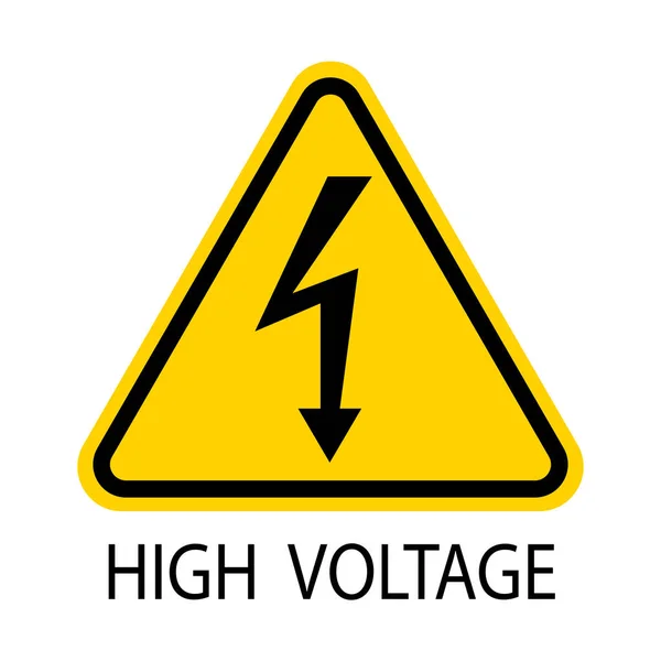 High Voltage Sign.Black arrow isolated in yellow triangle on white background.Warning icon, Vector llustration — стоковый вектор