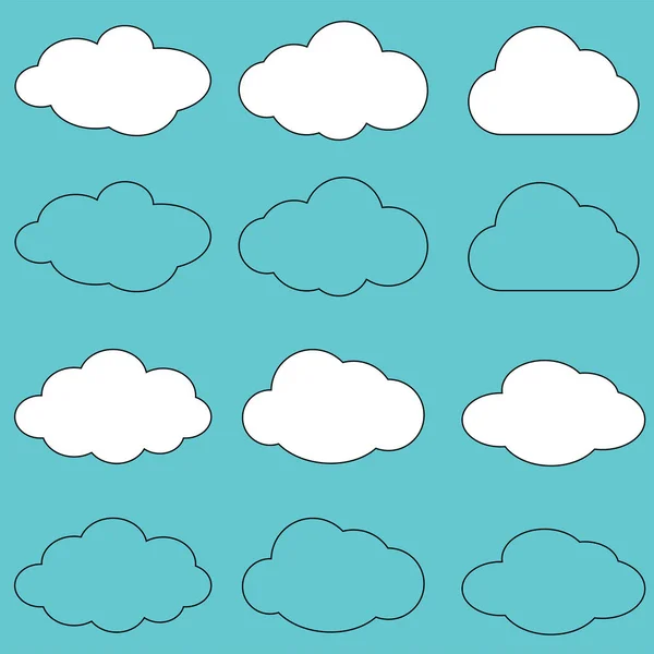 Nuvens linha arte icon.Sky coleção ilustração plana para web, Ilustração vetorial —  Vetores de Stock