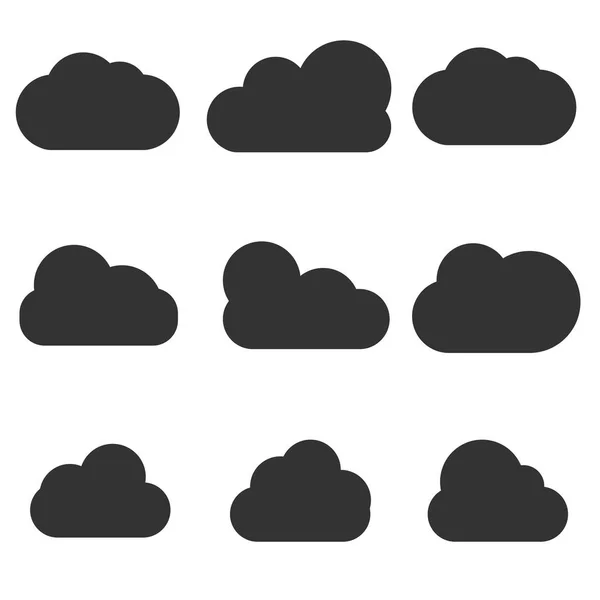 Set of Cloud Icons in trendy flat style isolated on blue background. Cloud symbol for your web site design, logo, app, UI. Vector illustration — Stock Vector