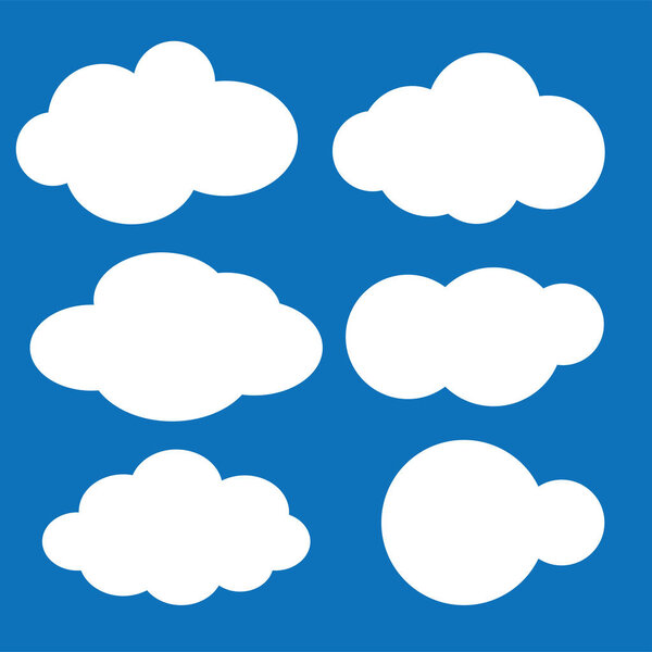 Cloud vector icon set white color on blue background. Sky flat illustration collection for web,Vector llustration