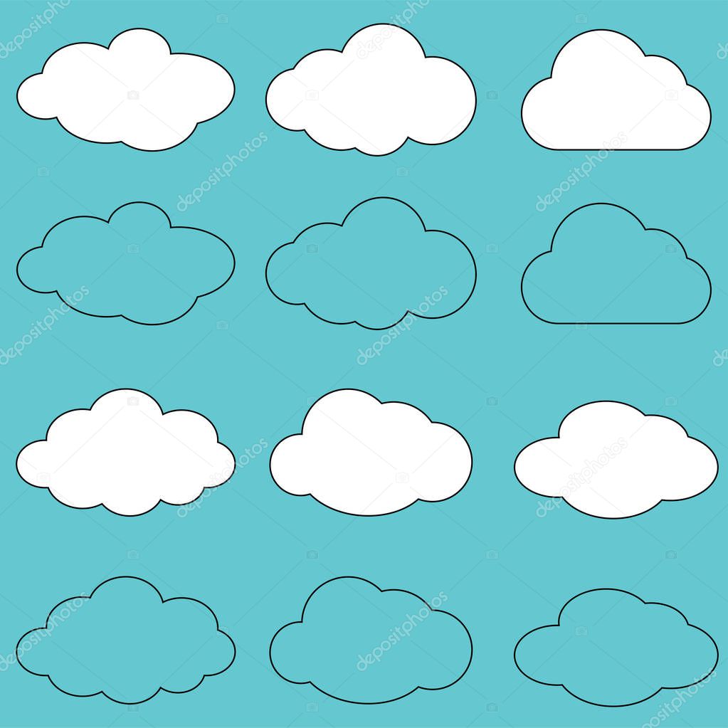 Clouds line art icon.Sky flat illustration collection for web,Vector llustration