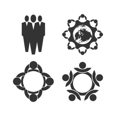 Grafik grubu bağlanma, insanlar bağlantı logosu seti, takım çalışması bir daire el tutarak, iş adamı toplantısı aynı güç odasında, vektör işareti