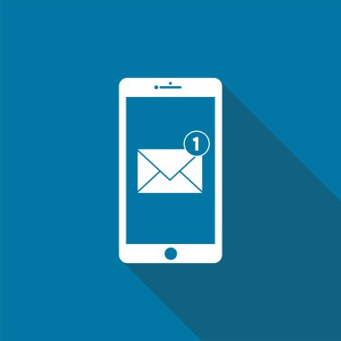 Cep telefonu yeni e-posta bildirimi, vektör işareti