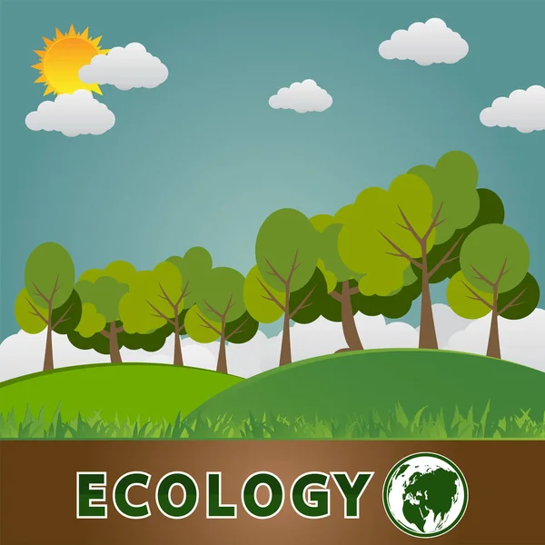 Концепція зеленої землі з листям. Екологічні міста допомагають світу з екологічно чистими ідеями, Векторна лалюстрація — стоковий вектор