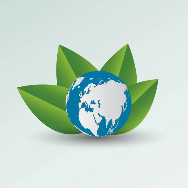 Green earth concept with leaves.ecology Städte helfen der Welt mit umweltfreundlichen Konzeptideen, Vektorllustration — Stockvektor