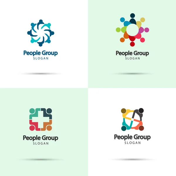 Logotipo de conexión de grupo gráfico vectorial. Ocho personas en el trabajo en equipo circle.logo, ilustrador de vectores — Vector de stock