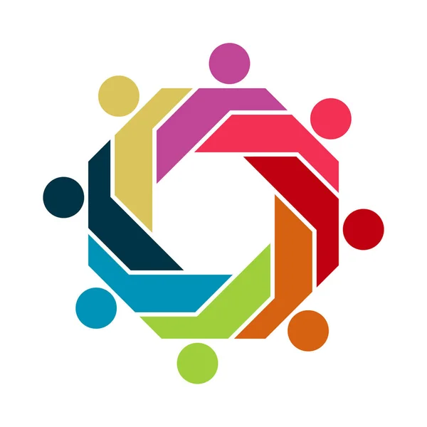 Logotipo de conexión de grupo gráfico vectorial. Ocho personas en el trabajo en equipo circle.logo, ilustración vectorial — Vector de stock