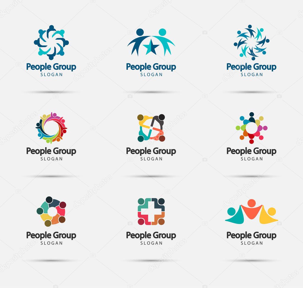 Group people Logo Design,Teamwork meeting,Template,Vector llustration