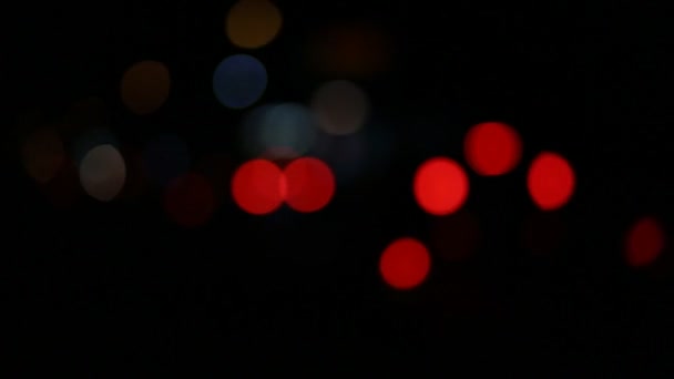 Night Colorful Bokeh Lights Out Focus Cars City Traffic — Stock Video