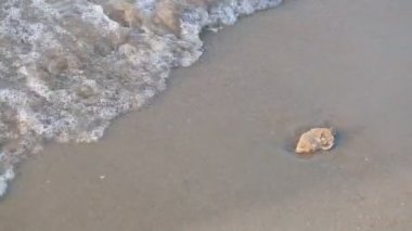Kumlu plajda deniz yumuşak dalga, Tayland güzel plaj ve tropikal deniz. 