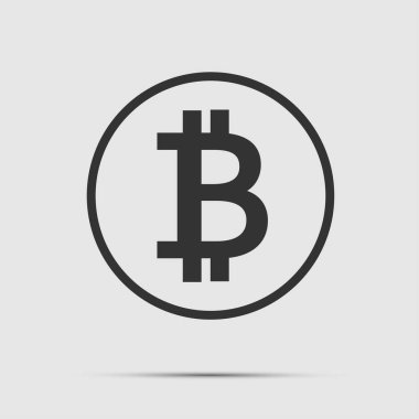 beyaz arka plan üzerinde sembol sikke bitcoin siyah simgesi,Vektör illüstrasyon