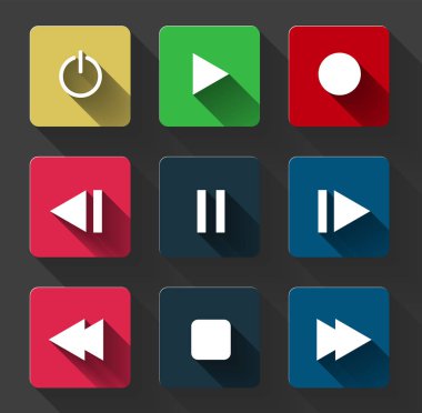 sembol simgesi set media player control beyaz yuvarlak düğmeler,Vektör çizimi