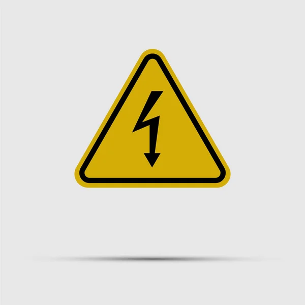 High Voltage Sign.Black arrow isolated in yellow triangle on white background.Warning icon, Vector illustration — стоковый вектор