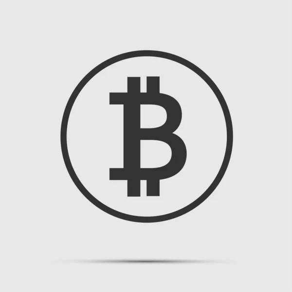 Szimbólum érme Bitcoin fekete ikon fehér háttér, vektoros illusztráció — Stock Vector