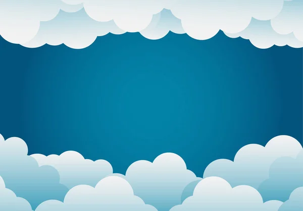 Papel arte estilo nube fondo azul, vector ilustración — Vector de stock