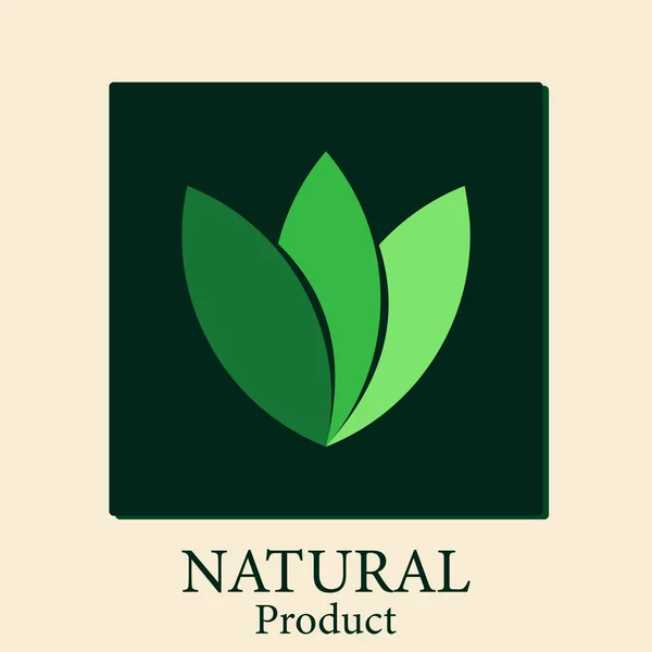 Produtos naturais natural.logo vetor natural, fundo quadro retangular preto, ilustração vetorial — Vetor de Stock