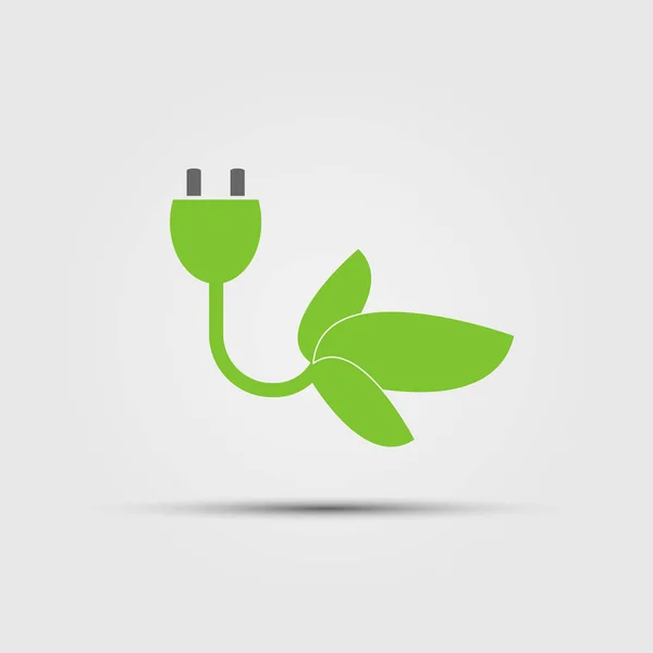 Ekologický koncept s elektřinou. zelená Power Plug, vektorová ilustrace — Stockový vektor