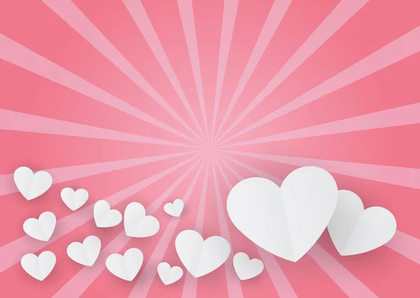 Valentinka s malým bílým srdcem na růžovém pozadí (vektorová ilustrace) — Stockový vektor