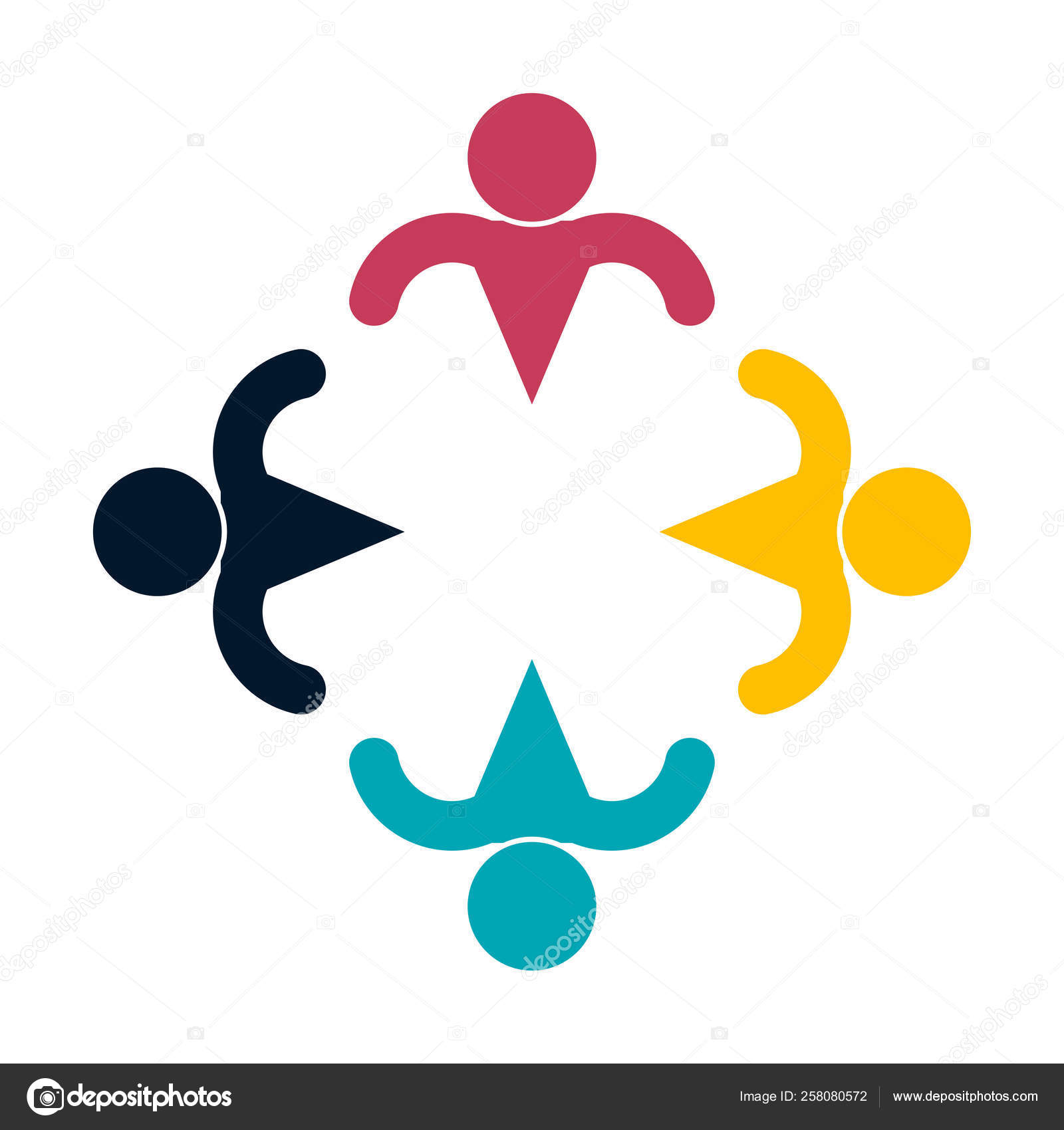Menschen-Logo. Gruppenarbeit Symbol von vier Personen in einem Kreis,  Vektorillustration Stock-Vektorbild von ©khonkangrua 258080572, image size:1600x1700