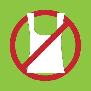 Kirliliği azaltmak plastik kavramı kullanır, Hayır plastik torbalar. Vektör çizimi