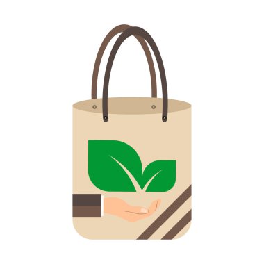 Ekoloji kavramı, çevre dostu kumaş çanta fikirleri, Vektör illüstrasyon