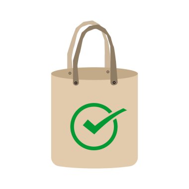 Ekoloji kavramı, çevre dostu kumaş çanta fikirleri, Vektör illüstrasyon