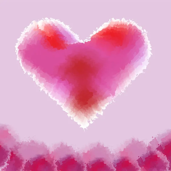 Corazón acuarela pintado a mano sobre fondo rosa, ilustración vectorial — Vector de stock