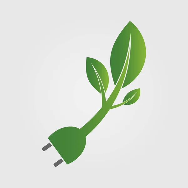 Βύσμα τροφοδοσίας πράσινο δύο χρώματα οικολογικό έμβλημα ή λογότυπο, απεικόνιση διάνυσμα — Διανυσματικό Αρχείο