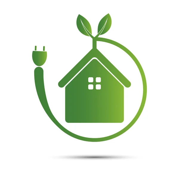 Green Home Konzept isoliert auf weißem Hintergrund, Vektorillustration — Stockvektor