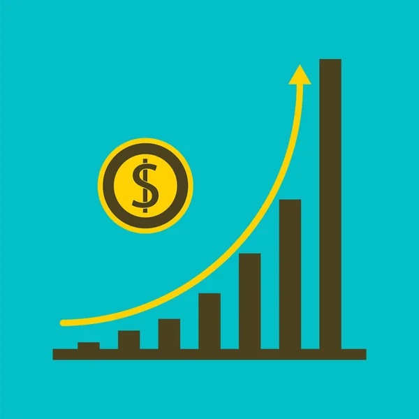 Gráfico de crecimiento del concepto de moneda en dólares de negocios sobre fondo gráfico, ilustración vectorial — Vector de stock