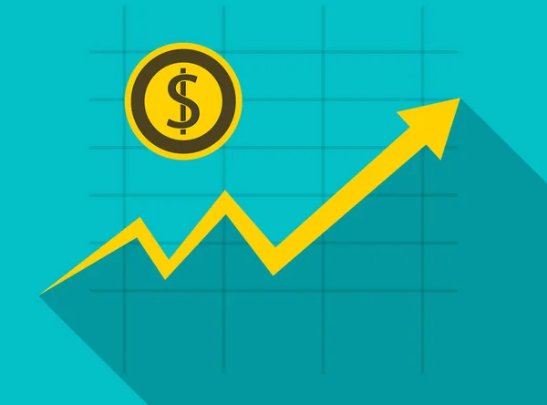 Business dollar munt concept groei grafiek op de achtergrond van de grafiek, vector illustratie — Stockvector