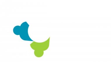 İnsanlar logosu. Bir dairedeki dört kişilik grup ekip çalışması sembolü.4k çözünürlük hareket grafiği