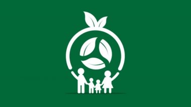 aile ekolojisi kavramı. Yeşil şehirler çevre dostu.4k çözünürlük hareket grafik ile dünyaya yardımcı