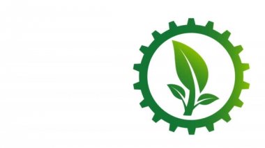 Daireiçinde dişli ve yaprak logosu.4k çözünürlükte hareket grafiği