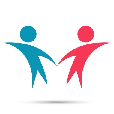 Vektör grafik yuvarlak renkli logo.icon takım çalışması, Vektör illüstrasyon iki mutlu insanlar