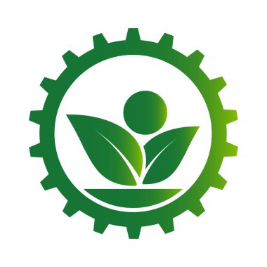 ekoloji dişli ve yaprak logosu, Vektör illüstrasyon