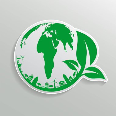 Yapraklı Yeşil Toprak Kavramı, ekoloji doğa,Vektör illustrati