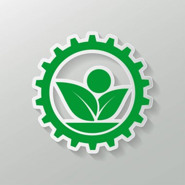 ekoloji dişli ve yaprak logosu, Vektör illüstrasyon