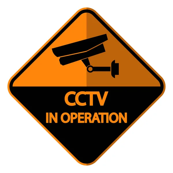CCTV camera label. Zwarte video surveillance teken op witte achtergrond, vector illustratie — Stockvector
