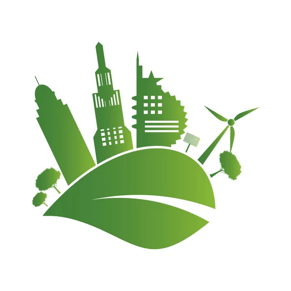 Logo del icono de Green City, ilustración vectorial — Archivo Imágenes Vectoriales