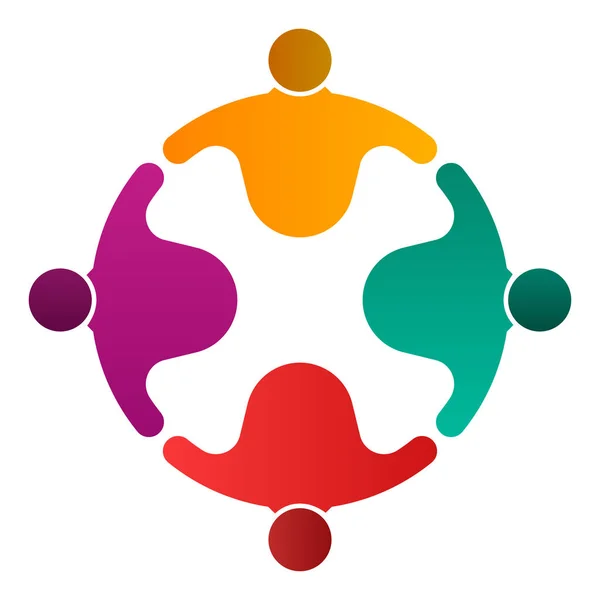 Groupe personnes logo poignée de main en cercle, Icône de travail d'équipe, Illustration vectorielle — Image vectorielle
