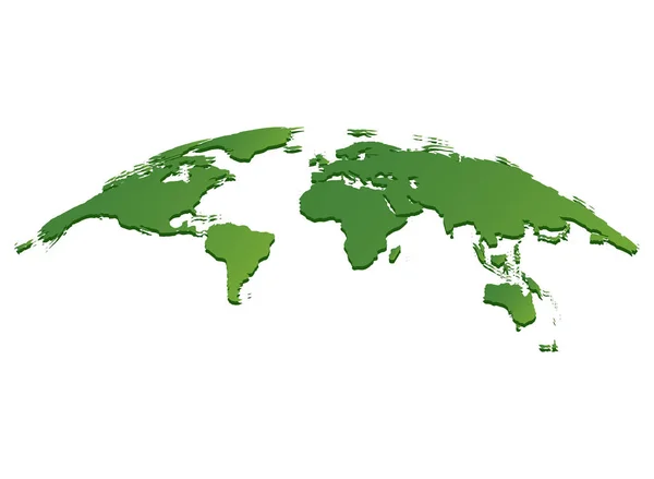 Groene wereld kaart vector geïsoleerd op witte achtergrond, vector illustratie — Stockvector