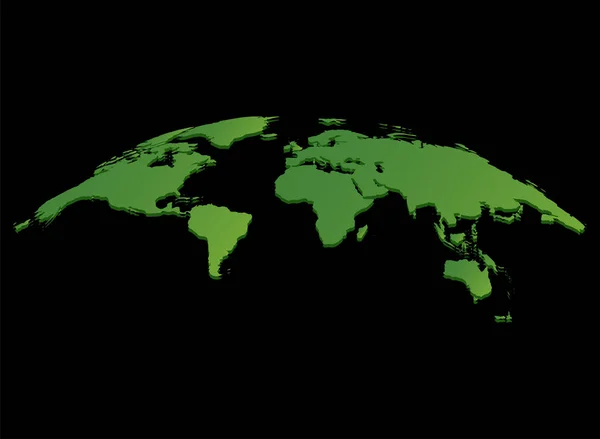 Verde Mapa do mundo vetor isolado sobre fundo preto, ilustração vetorial — Vetor de Stock