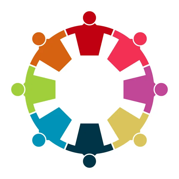 Λογότυπο διανυσματικής σύνδεσης ομάδας γραφικών. Οχτώ άτομα στον κύκλο. ομάδα λογότυπου εργασίας, απεικόνιση διανυσματικού φορέα — Διανυσματικό Αρχείο