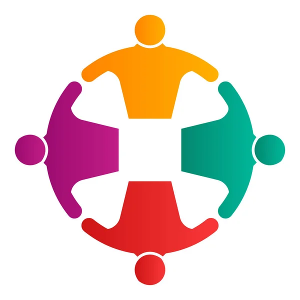 Grupo de personas logotipo apretón de manos en un círculo, Icono de trabajo en equipo, Vector ilustración — Vector de stock
