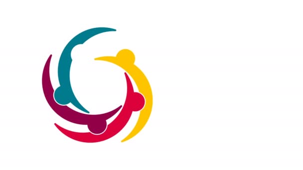 Logo Gente Grupo Símbolo Trabajo Equipo Cinco Personas Círculo — Vídeos de Stock