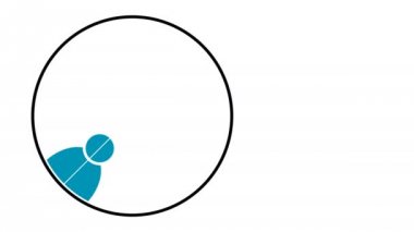 İnsanlar logosu. Bir daire içinde sekiz kişinin grup ekip çalışması sembolü. 4k çözünürlüklü hareket grafiği