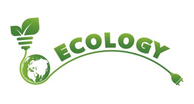 Etrafında yeşil yapraklar olan dünya sembolü. Ecology.Green şehirler çevre dostu kavram fikirleri ile dünyaya yardım, Vektör illüstrasyon