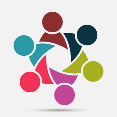 toplantı odası insanlar logo.grup daire içinde dört kişi, Vektör İllüstrasyon
