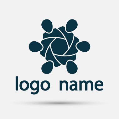 Vektör grafik grup bağlantı logosu.people in the circle.logo team work,Vektör illüstrasyon